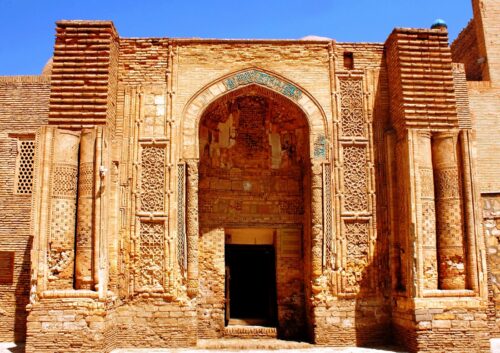 An ancient architectural monument shining in sunlight