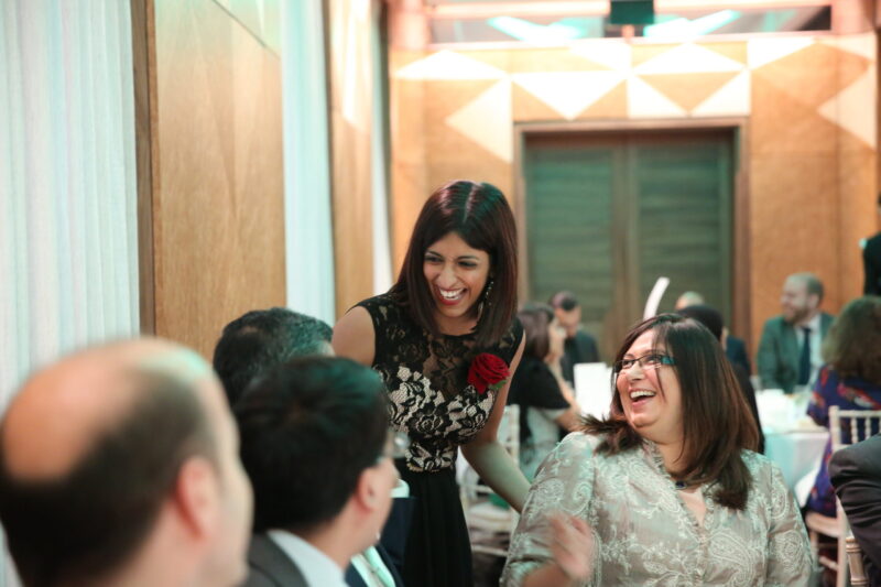 Naushin Sheriff smiling and addressing her IIS colleagues at the gathering of IIS 40th anniversary (candid)