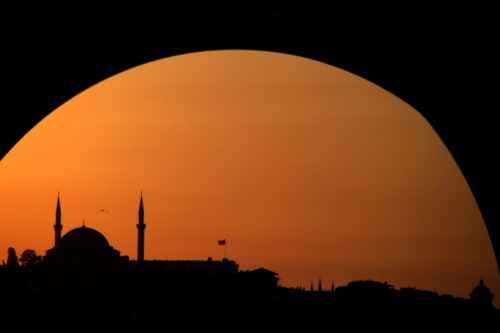 A far-sighted view of sunset at Istanbul
