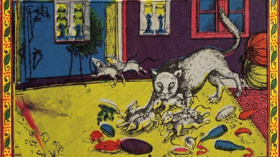 Image for the Morality and religion lecture at the Aga Khan centre - cat playing with mouse