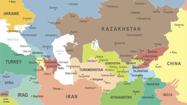 Map of Caucasus and Central Asia